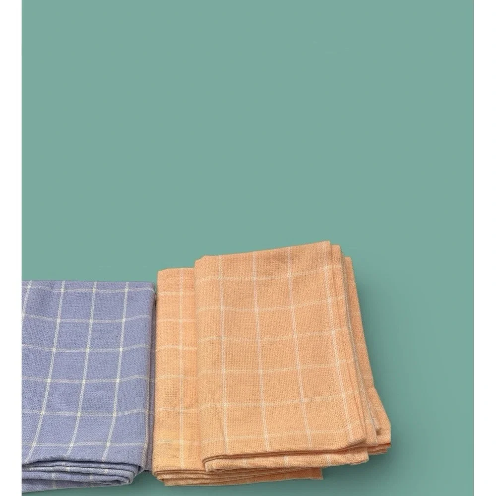 5 Plaid Kitchen‎ Tea Hand Towels Pastel Colors Indo U.S. Sales Inc 100% Cotton